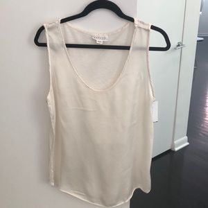 Velvet tank top in cream, Size Medium NWT